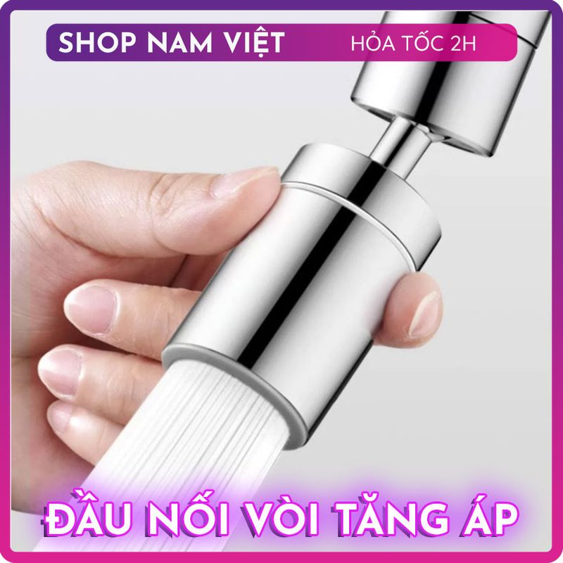 Đầu Nối Vòi Tăng Áp INOX Xoay 720 Độ