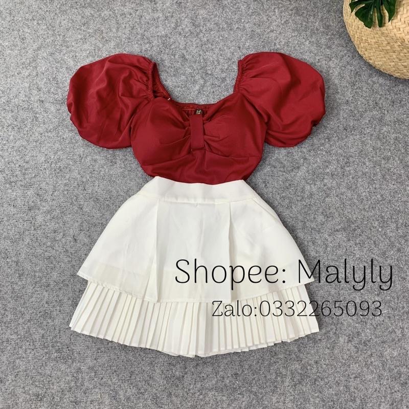 ÁO CROPTOP CỔ VUÔNG TAY BÚP