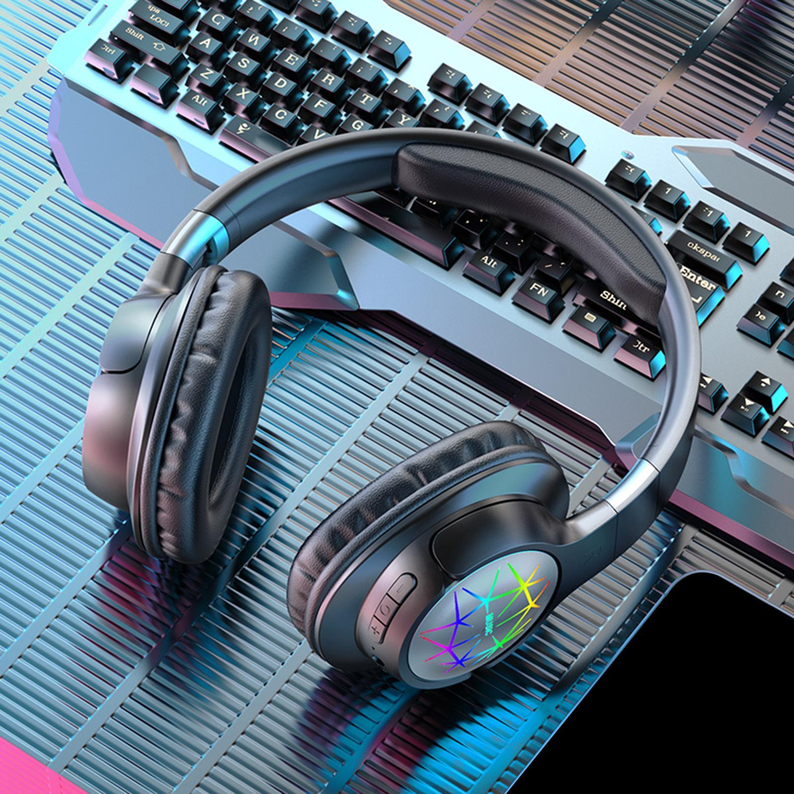 Over-Ear Bluetooth Headphones Foldable Built in Mic 3.5mm Earbuds for Gaming Sports