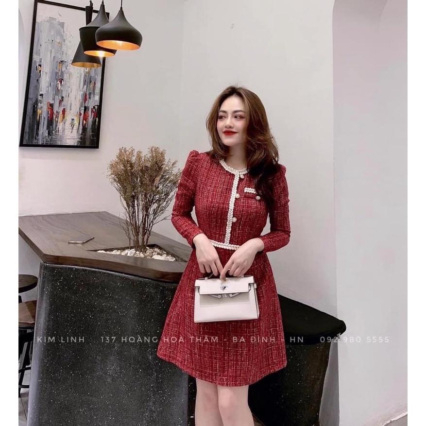 VÁY DẠ ĐỎ VIỀN TRẮNG CÚC NGỌC