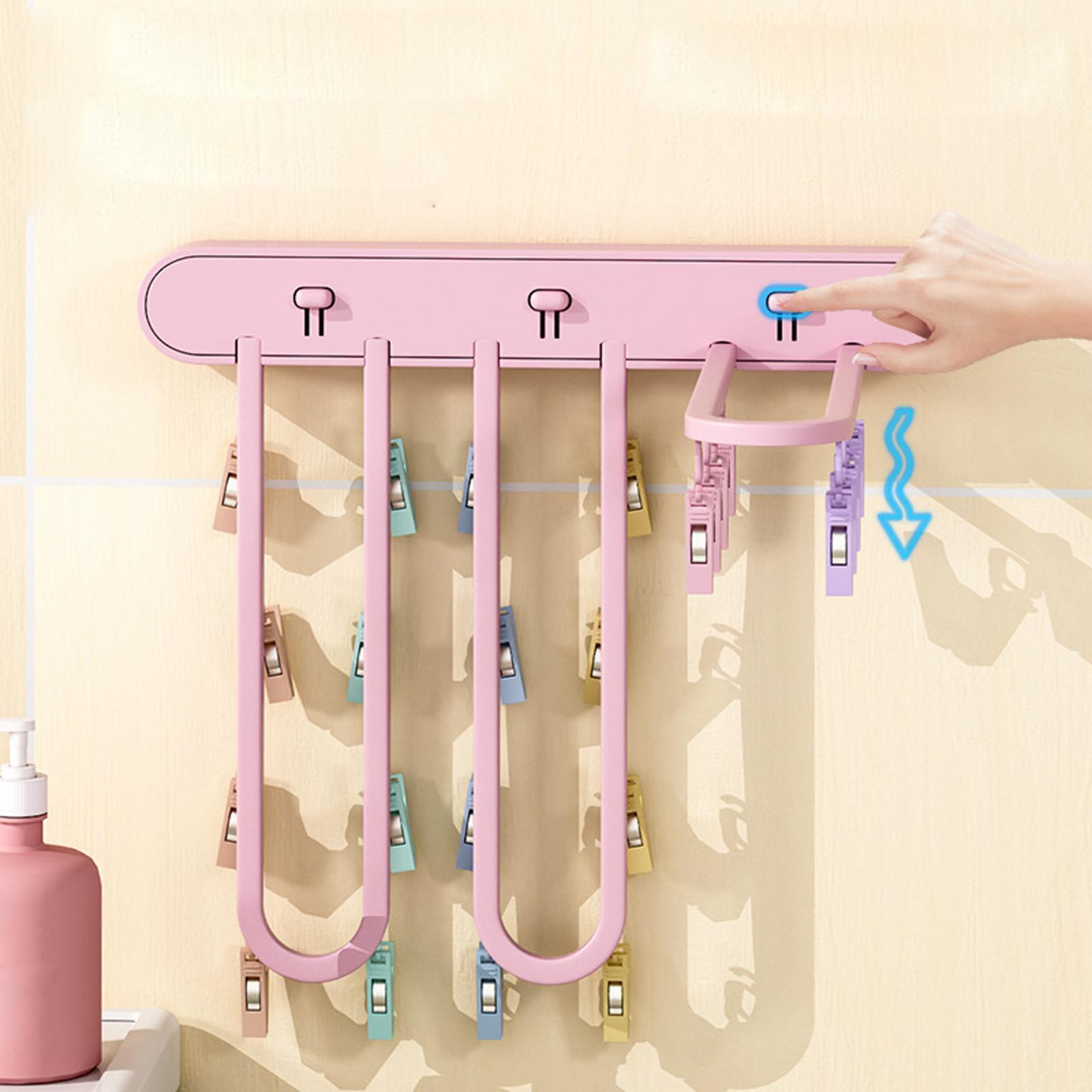 Socks Hanger Clothing Hanger Support Hanger Laundry Clip Stable Organization with 24 Clips Underwear Hanging for Outdoor Skirt Indoor Pants