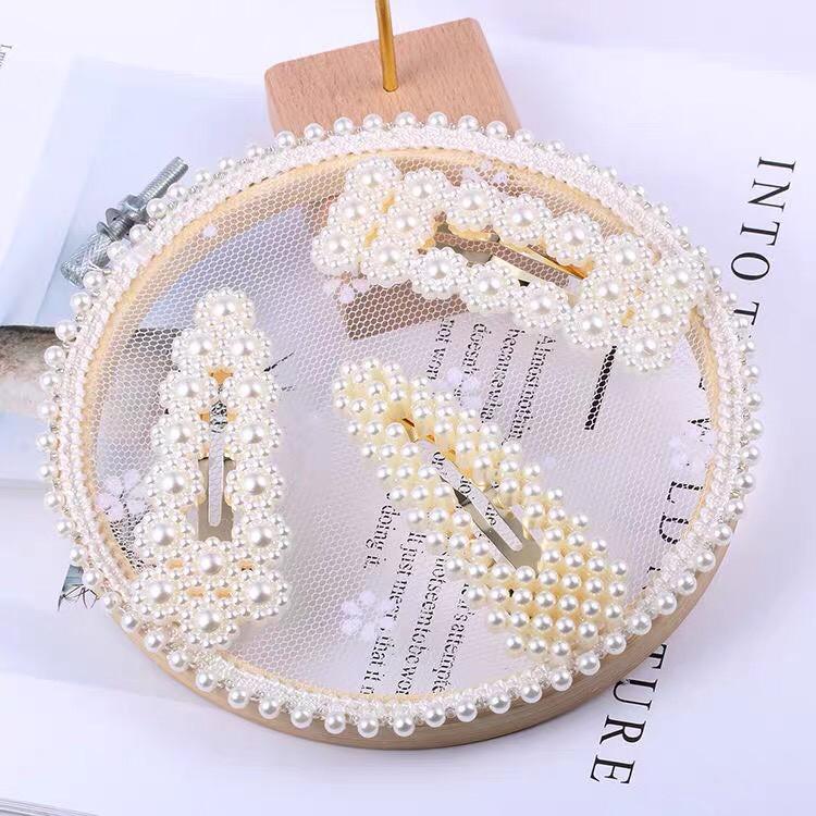 Cặp tóc bẻ tách ngọc trai nhiều hình phong cách Hàn Quốc kẹp mái xinh xắn hot tiktok