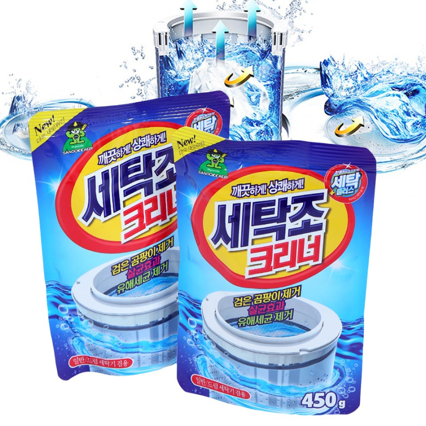 Gói bột tẩy vệ sinh lồng máy giặt Sandokkaebi 450g Hàn Quốc - Nhập khẩu chính hãng