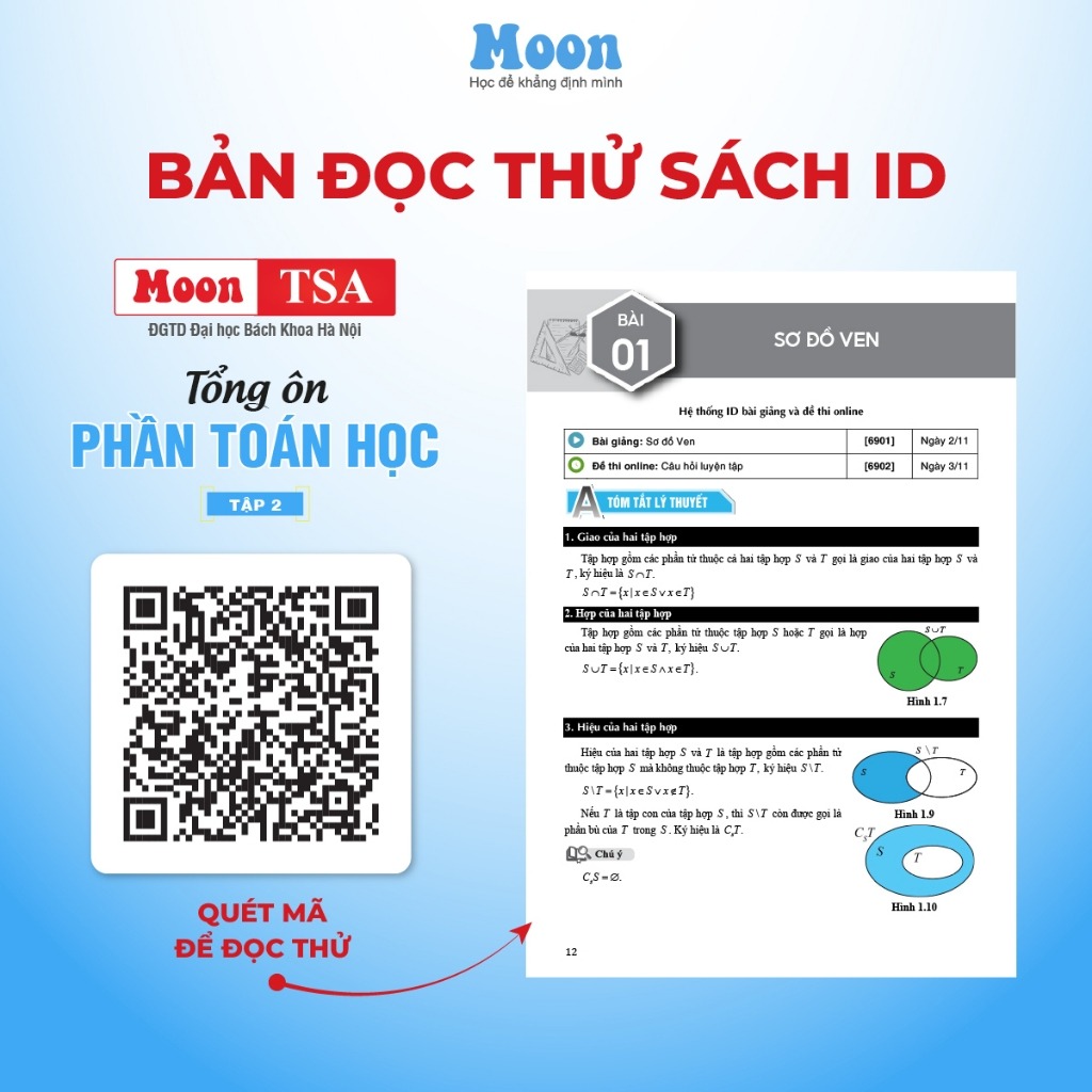 [ TSA 2025 ] Sách Đánh giá tư duy đại học Bách Khoa Hà Nội Moonbook