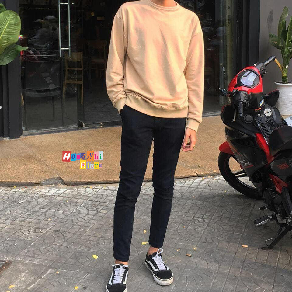 Áo Sweater Trơn Chất Nỉ Lót Bông Màu Nude - Sweater Unisex - MM