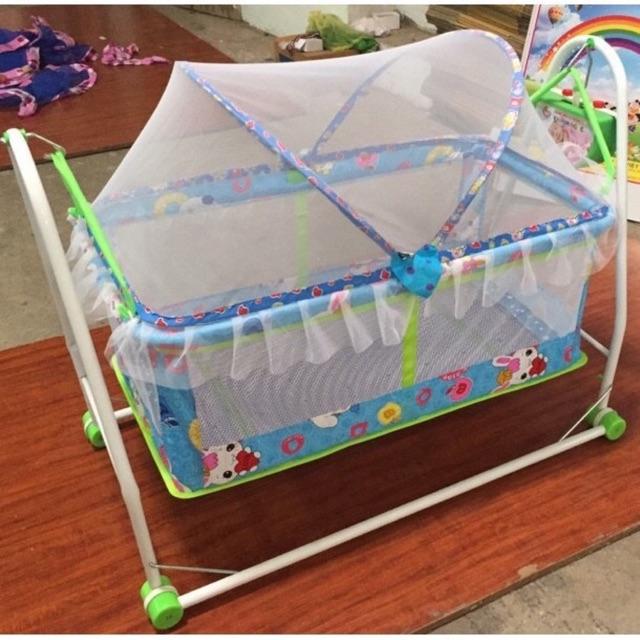 Nôi điện tự động 2in 1 khánh ngọc tặng màn chống muỗi + võng