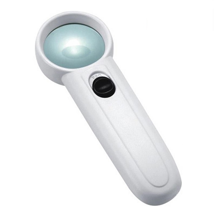 Kính lúp cầm tay mini đọc sách, soi mẫu vật, kiểm tra tem có đèn trợ sáng cao cấp MG6B-2 - Tặng kèm pin