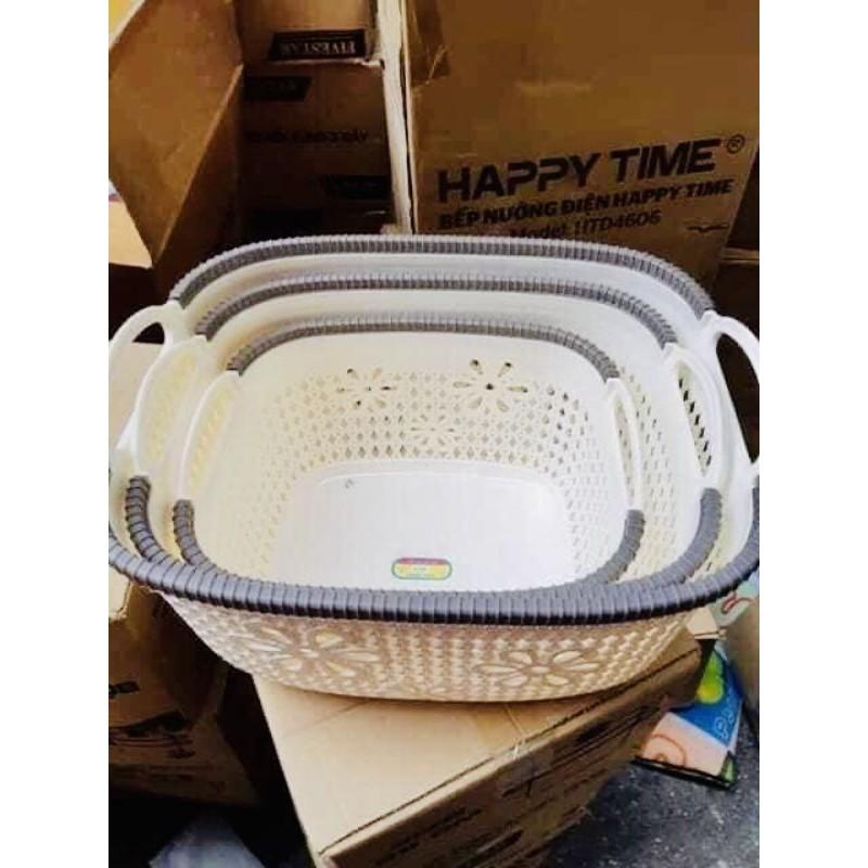 RỔ 2 QUAI HOA NHỰA CÁC CỠ