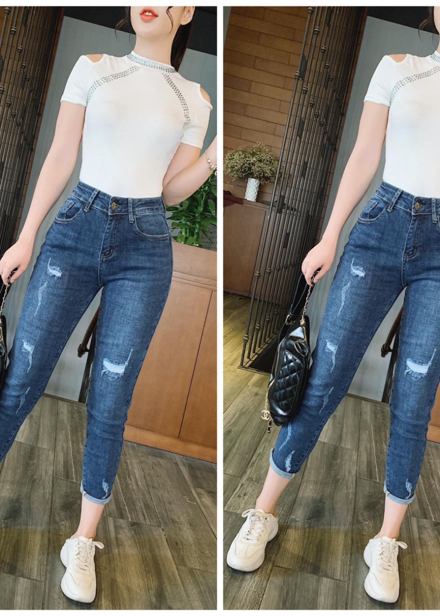 QUẦN JEAN DÀI BIG SIZE RÁCH NHẸ CÀO XƯỚC 2748