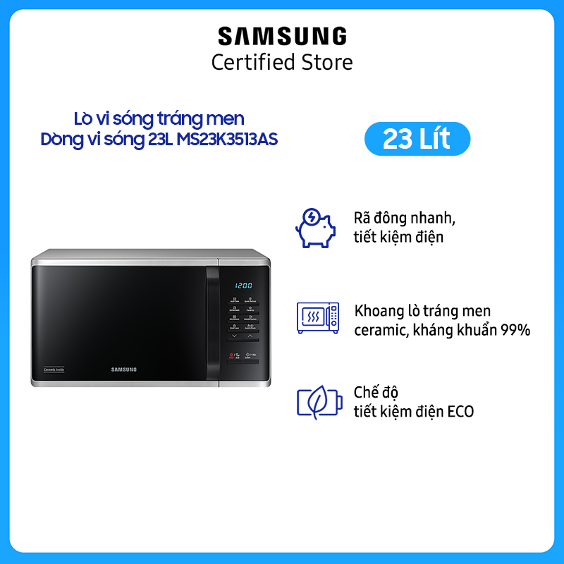 Lò Vi Sóng Tráng Men Samsung Dòng Vi Sóng MS23K3513AS - Hàng Chính Hãng