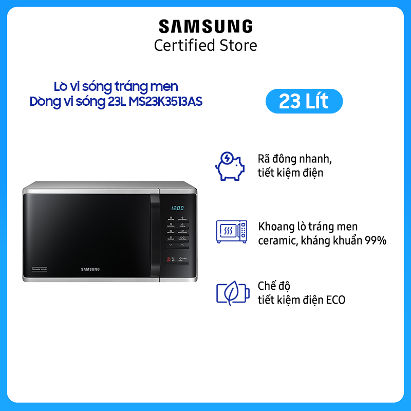 Lò Vi Sóng Tráng Men Samsung Dòng Vi Sóng MS23K3513AS (23 lít) - Hàng Chính Hãng