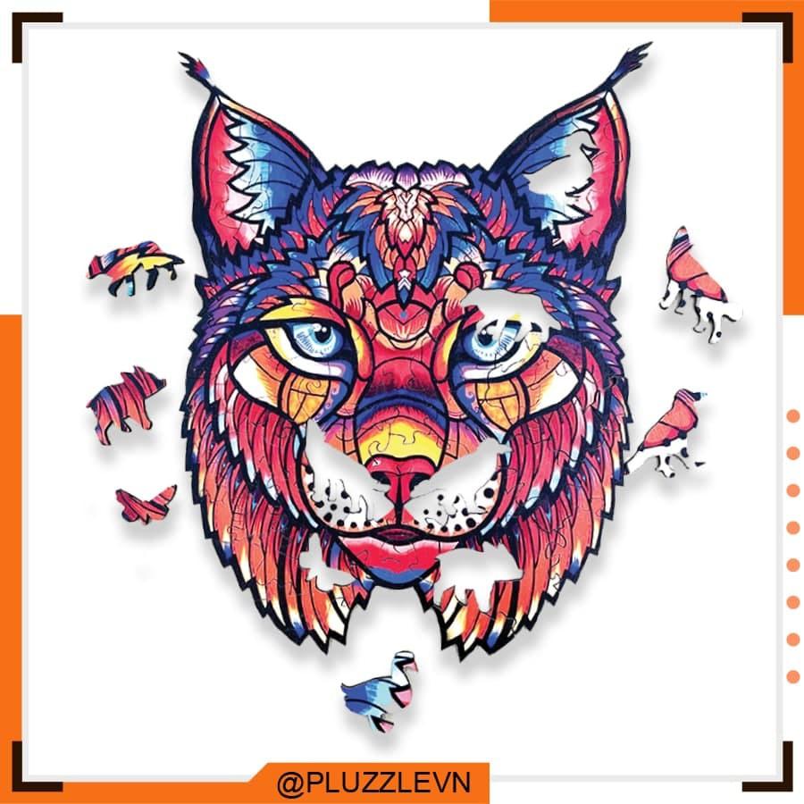 PLUZZLE Bộ xếp hình gỗ đồ chơi puzzle ghép hình con vật độc đáo - Con Linh Miêu đỏ – PZ029