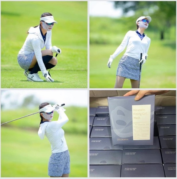 Mặt nạ golf tổ ong chống nắng dưỡng da Celderma Nine Fitting Gel - Korea - Hộp 10 miếng