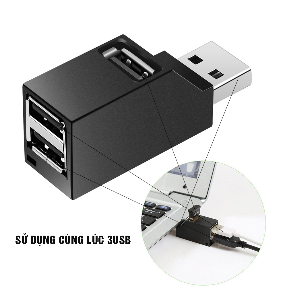 Bộ chia USB HUB 3 cổng USB 3.0 và USB2.0 độ cao cho máy tính, Laptop, PC, Tivi, Ô tô, xe hơi, thiết bị ngoại vi Dan House USB3.02.0