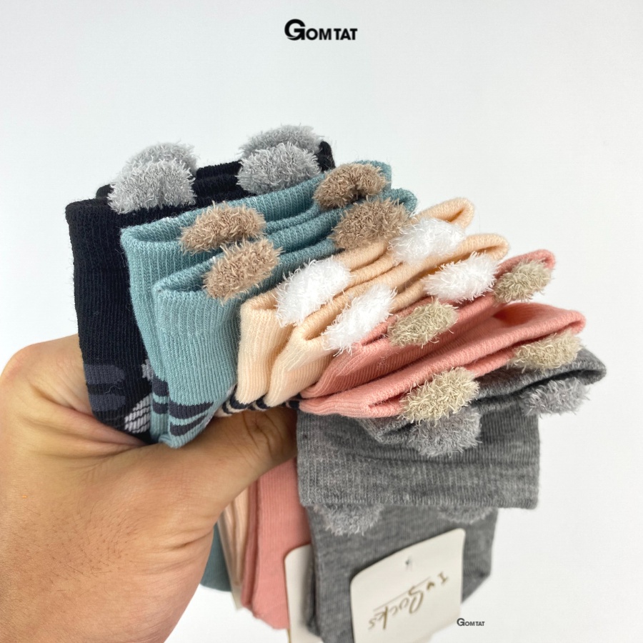 Set 5 Đôi Tất Nữ Cổ Ngắn GOMTAT Chất Liệu Cotton Hình Tai Gấu Dễ Thương Nhiều Màu Phong Cách Hàn Quốc - LISU-TAIGAU-03