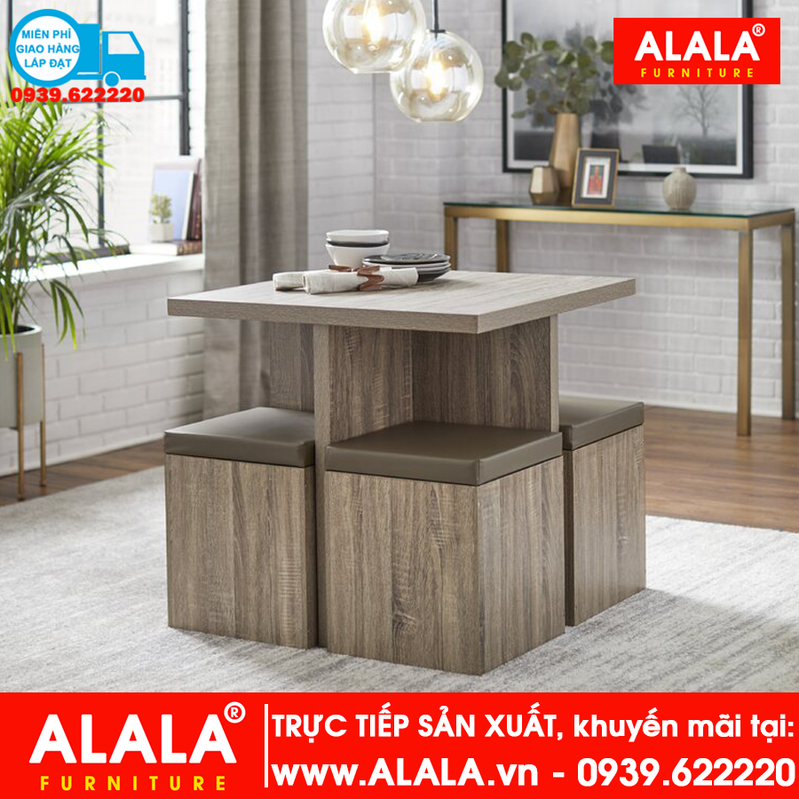 Bộ bàn ăn ALALA941 gỗ HMR chống nước - ww.ALALA.vn - 0939.622220