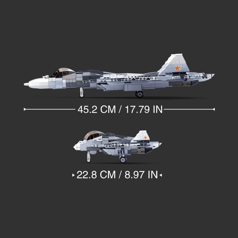 Đồ chơi Lắp ráp Máy bay tiêm kích Nga Su-57, Sluban M38-0986 Sukhoi Flanker Xếp hình thông minh