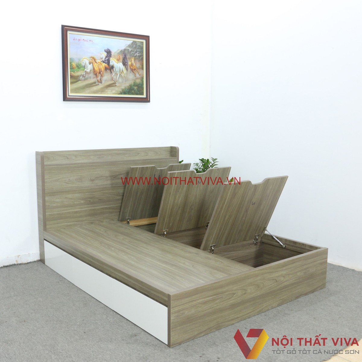 Giường Ngủ Thông Minh Gỗ MDF Melamine Nhiều Ngăn Chứa Đồ Đẹp Hiện Đại