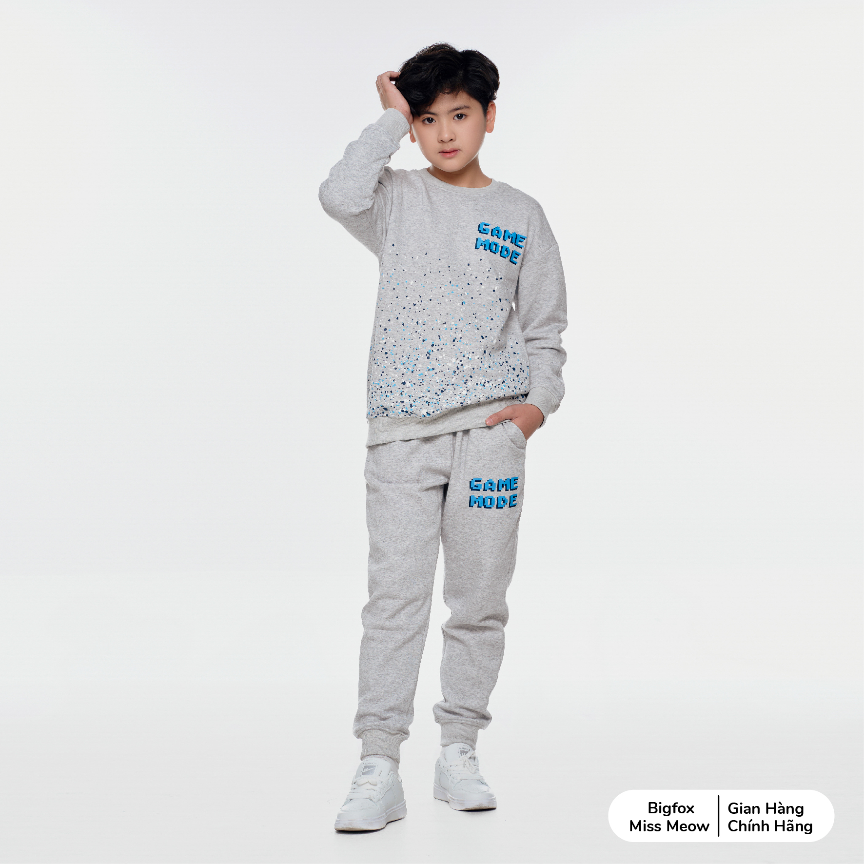 Bộ nỉ thu đông bé trai size đại BIGFOX MISS MEOW quần áo dài tay cho trẻ em phom Hàn Quốc cỡ 9,11,15 tuổi 30kg 50kg 2000