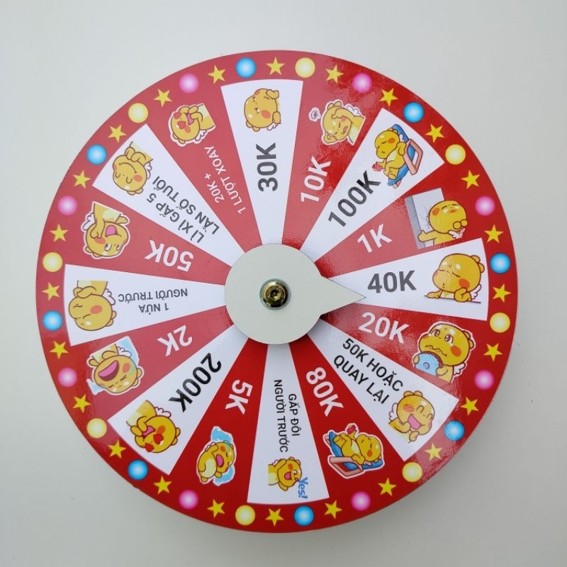 Vòng quay Lucky ( Lì Xì - 16 ô - viền đỏ - Đường kính 25cm x cao 6cm)