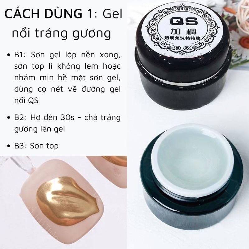 Gel Vẽ Nổi Thủy Tinh QS 20g Làm Nail, Gel Đa Năng, Vẽ Móng Hoa, Đậm Đặc Khô Nhanh, Không Nhăn Không Chảy Nail Phương Miu Nữ Sơn Gel