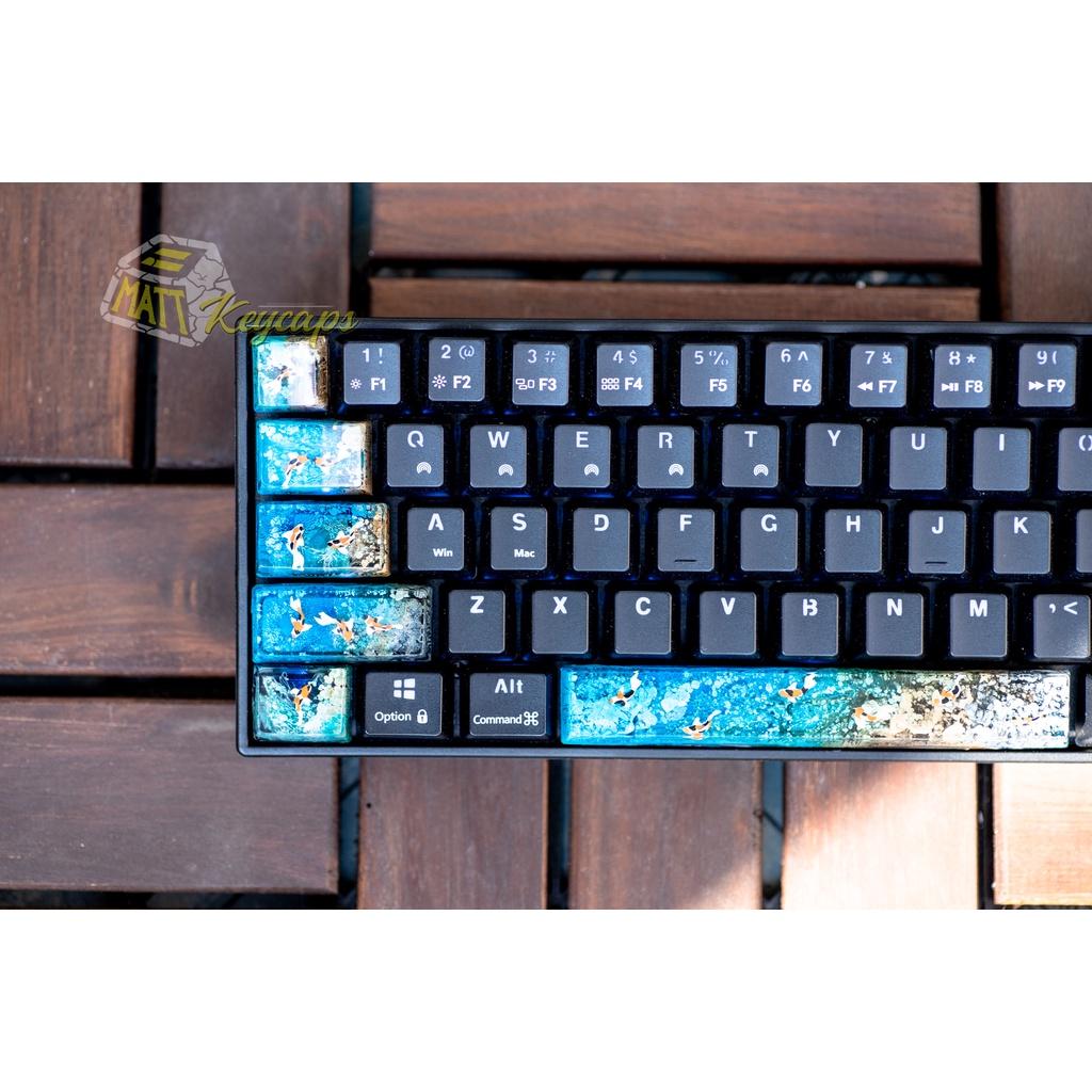 Set nút bàn phím cá koi phối màu san hô tiểu cảnh - Keycap artisan handmade