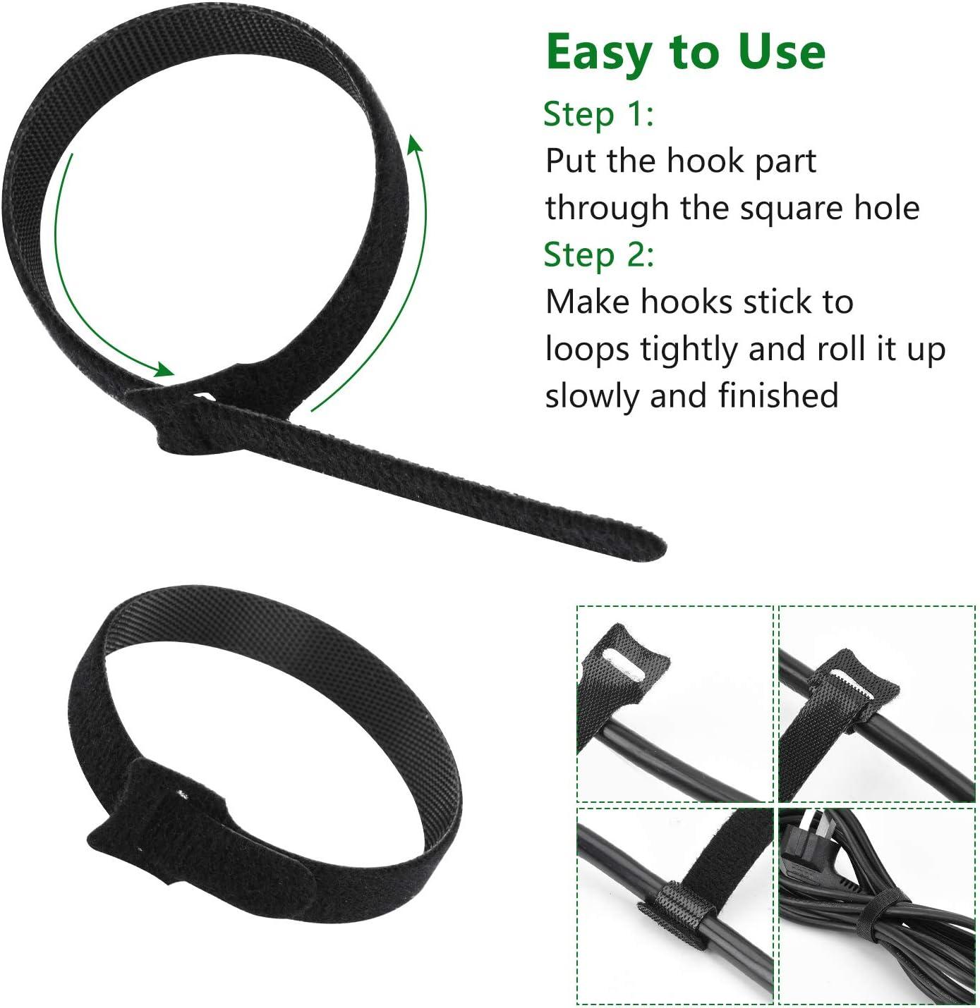 60 Gói Dây Buộc Buộc Có Thể Tái Sử Dụng Với Móc và Vòng, Quản Lý Cáp, Bộ Sắp Xếp Dây Có Thể Điều Chỉnh Cho Máy Tính/TV/Thiết Bị Điện Tử, 3 Kích Cỡ và 5 Màu