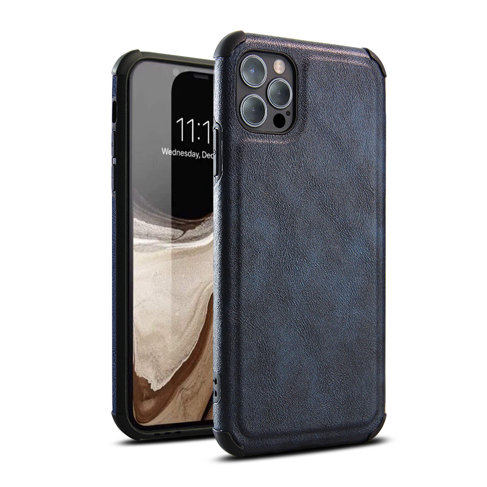 Ốp Lưng Da Chống Sốc Dành Cho Iphone 7 8 Se 2020 7 Plus 8 Plus X Xs Xs Max Xr 11 11 Pro 11 Pro Max 12 Mini 12 12Pro 12 Pro Max - Hàng Chính Hãng - 12 Pro Max - Xanh Dương