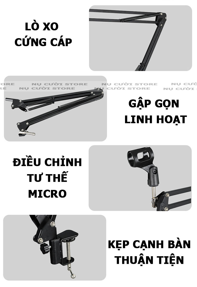 Giá Đỡ Micro Kẹp Cạnh Bàn; Xoay Chỉnh Linh Hoạt - Hàng Nhập Khẩu