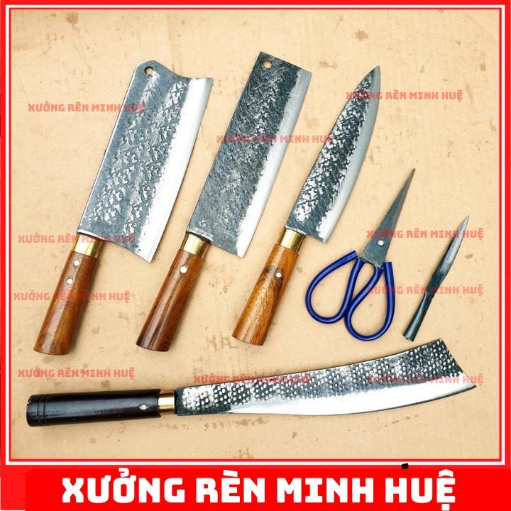 Bộ 4 dao nhà bếp cao cấp là từ Thép Nhíp hàng rèn thủ công - Phúc sen