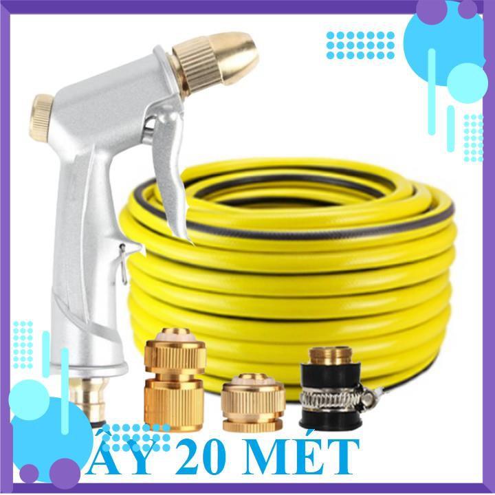 Vòi Xịt Nước️ Bộ dây vòi xịt nước rửa xe, tưới cây , tăng áp 3 lần, loại 20m 206701 đầu đồng, cút đồng