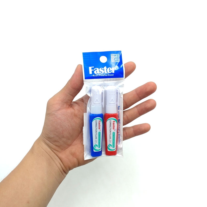 Pack 2 Bút Xóa Nước Faster 706 CP-F-706-2 - Đỏ - Xanh Dương