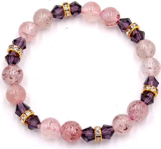 Vòng đeo tay chuỗi hạt đá thạch anh dâu tây 8 ly FTTHI24