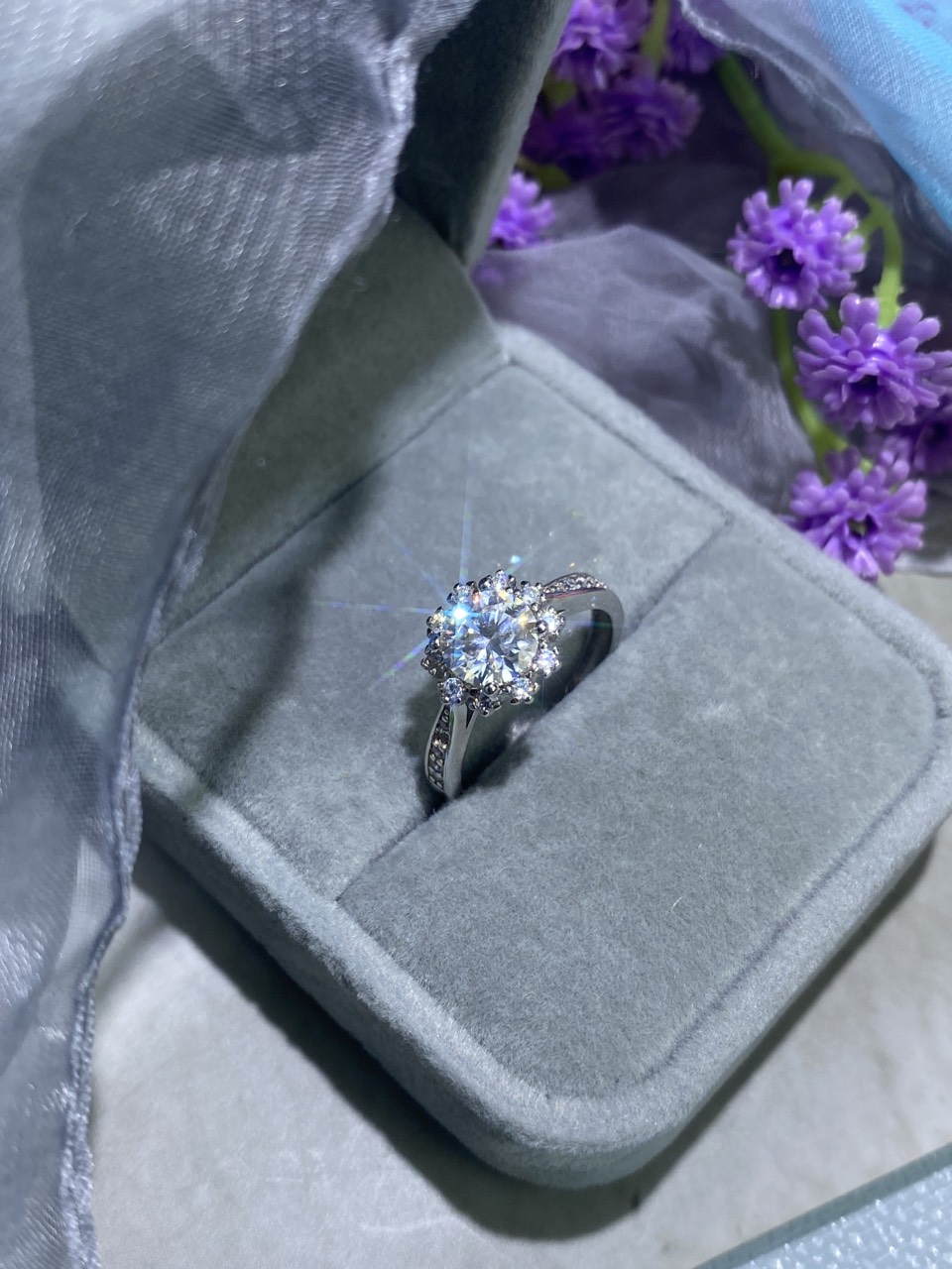 Bộ trang sức Bạc 925 xi Kim viên chủ Kim Cương nhân tạo Moissanite hạt 1.0 carat (6.5mm) - S10.9.7.6