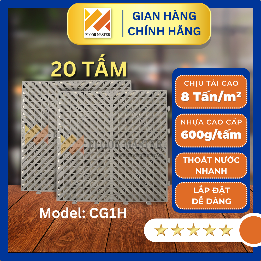 Combo 20 tấm CG1H - Sàn nhựa rửa xe cao cấp, tấm nhựa lót sàn gara ô tô, sàn nhựa chịu lực 8 tấn/m2 FLOOR MASTER