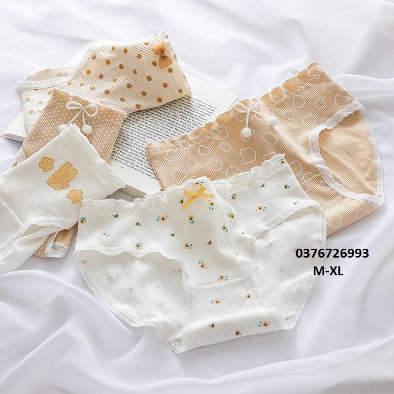 Quần Lót Nữ Cotton Kháng Khuẩn Thời Trang Trà Sữa Chấm Bi Ngang Eo . Hàng Loại Đẹp.