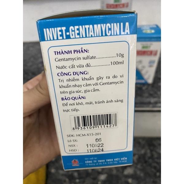 [ THÚ Y ] 1 lọ INVET - GENTAMYCIN LA dùng cho nhiễm khuẩn gây ra do vi khuẩn nhạy cảm với Gentamycin chó mèo, trâu, bò, ngựa, lợn, gà