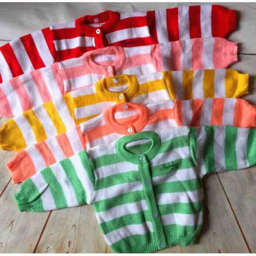 SET 2 ÁO KHOÁC LEN SỌC CÀI CÚC CHO BÉ-MÀU NGẪU NHIÊN(2-9KG) - KHÔNG HỒNG