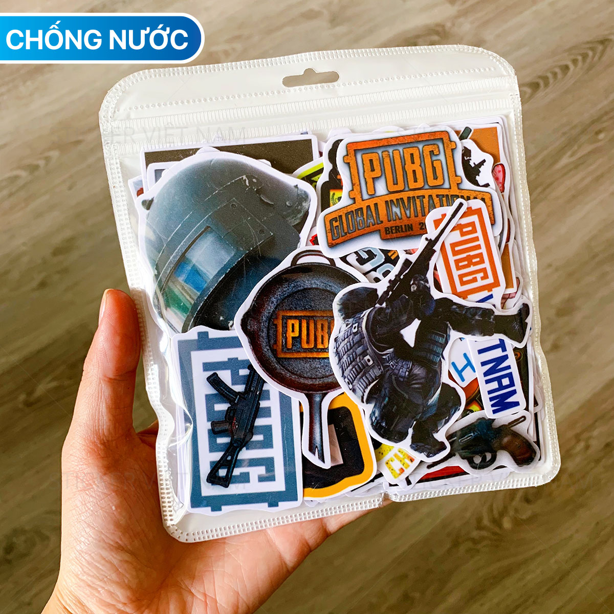 Sticker PubG - Player Unknown's Battlegrounds Mobile - Chất Liệu PVC Chất Lượng Cao Chống Nước - Kích Thước 4-8cm