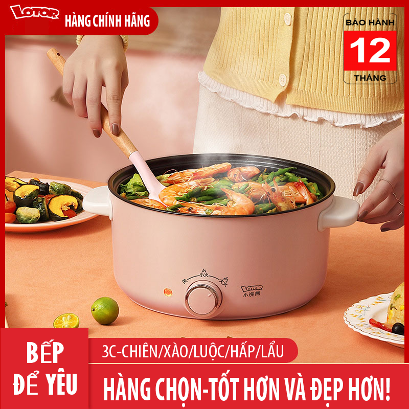 Nồi điện đa năng nấu mỳ, lẩu, luộc, xào,... tặng ổ cắm 3 chấu