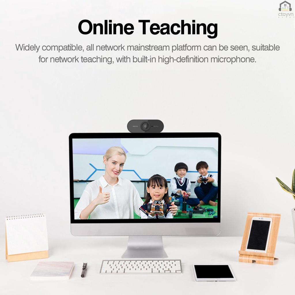 Webcam USB 1080P kèm mic có kẹp gắn laptop hỗ trợ dạy học/ phát sóng trực tuyến
