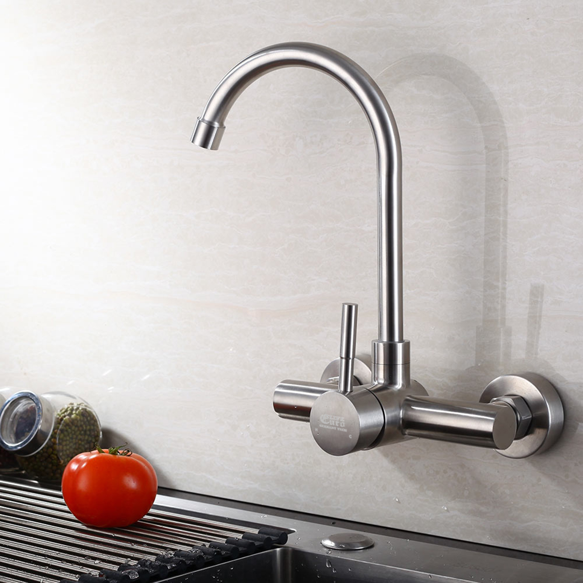 Vòi rửa chén nóng lạnh âm tường Inox SUS 304 Eurolife EL-T018AT
