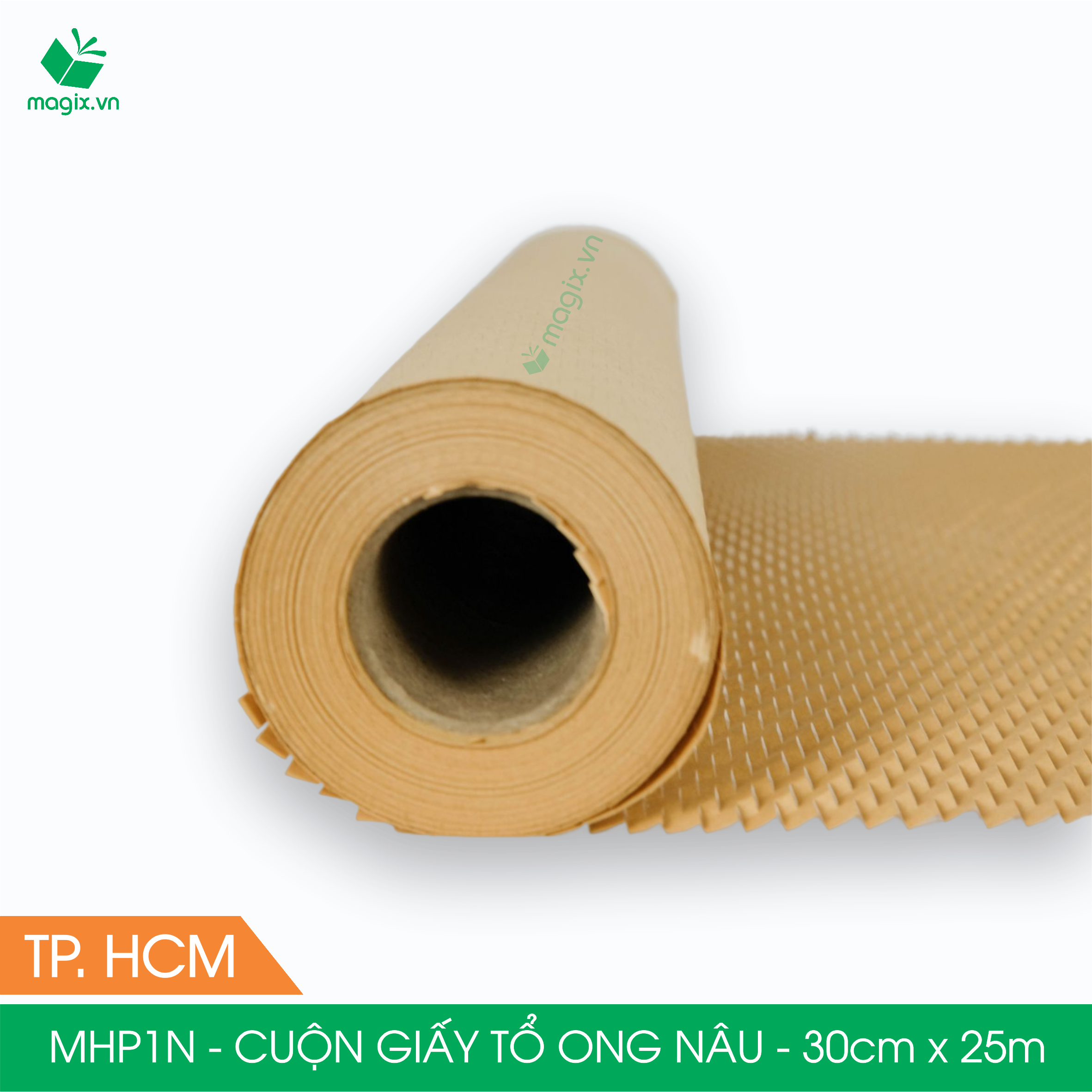 MHP1N - 0.3x25m - CUỘN GIẤY KRAFT TỔ ONG MÀU NÂU CHỐNG SỐC THAY THẾ BÓNG KHÍ XỐP HƠI ĐÓNG HÀNG