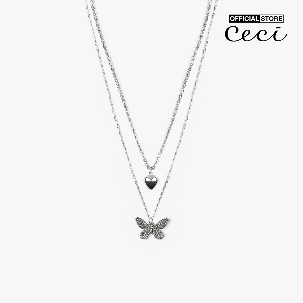 CECI - Dây chuyền nữ 2 tầng mặt hình bướm và trái tim xinh xắn CC4-02000097