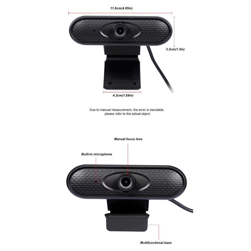 3X USB Camera Video Recording Web Camera with Microphone For PC 1080P