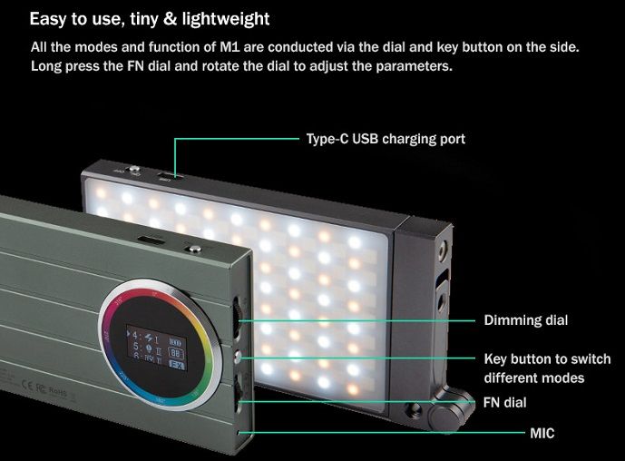 Đèn led Godox M1 RGB Hàng Chính Hãng