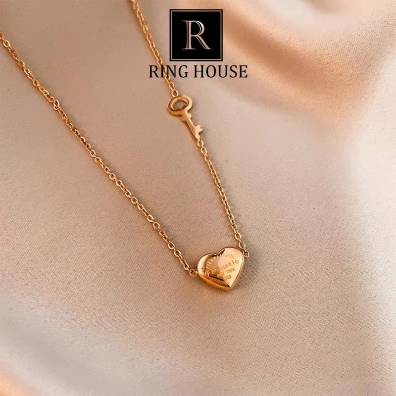 Dây Chuyền Nữ Titan Không Rỉ Gỉ Trái Tim Chìa Khoá