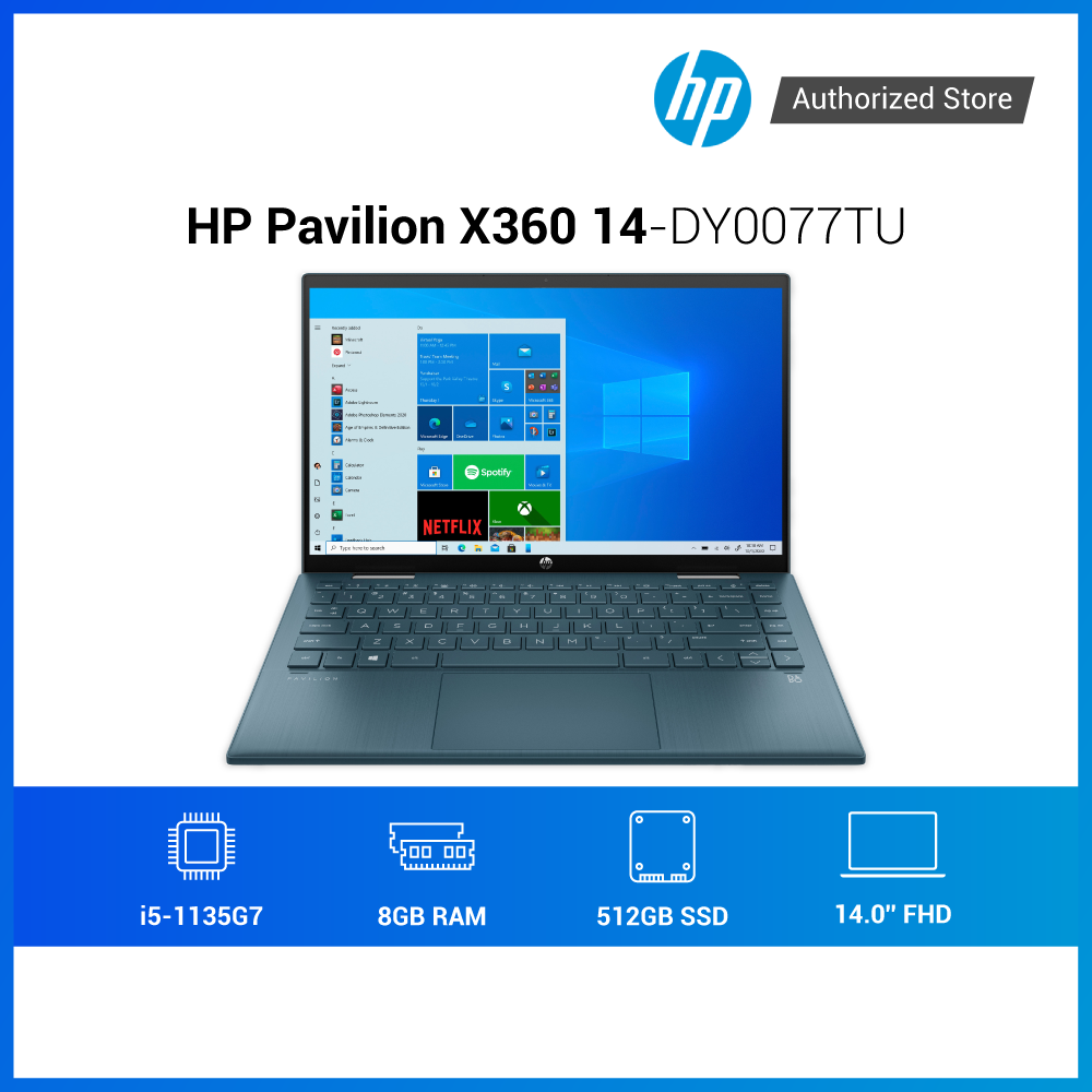 Laptop HP Pavilion x360 14-dy0077TU 46L95PA i5-1135G7 | 8GB | 512GB SSD | 14FHD Touchscreen | Win11 | xanh - Hàng Chính Hãng