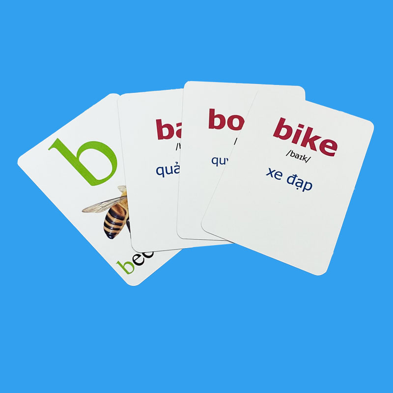 4 Bộ flashcard Tiếng Anh Lớp 1 2 3 khổ A7, có phát âm và hình ảnh sinh động