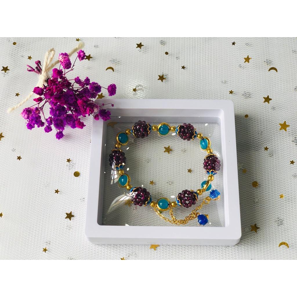 Lắc tay đá Thạch lựu phối đá Thiên Hà - Đá thiên nhiên trang sức.